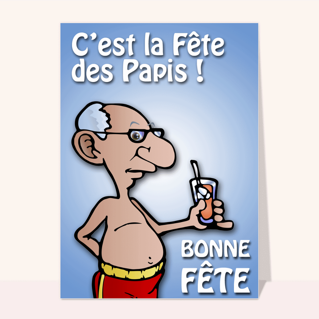 Papi en maillot de bain et cocktail - envoi rapide