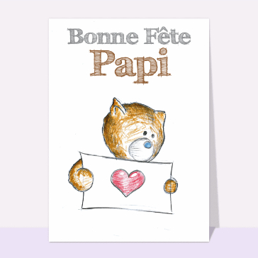 carte de fête des grands-pères : Le petit coeur du nounours