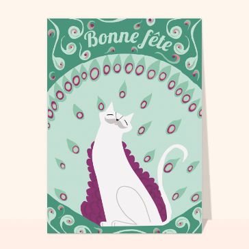 carte de fête des grands-pères : Bonne fête avec un chat blanc
