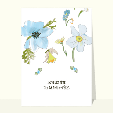 carte de fête des grands-pères : Joyeuse fête des grands-pères et fleurs