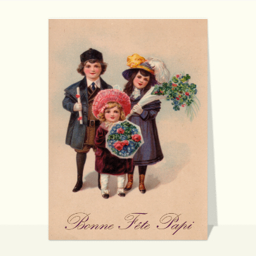 Trois enfants bonne fête papi