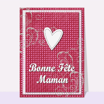 Bonne fête maman avec un coeur en couture