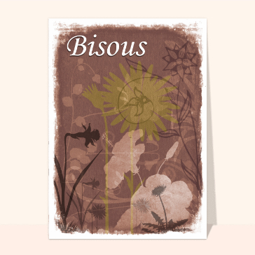 Bisous sur fond de grunge floral
