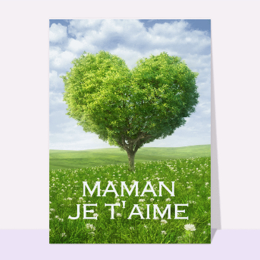 Maman je t'aime avec un arbre en coeur