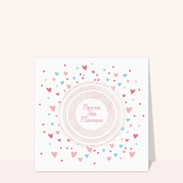 Carte Petits coeurs colorés bonne fête maman