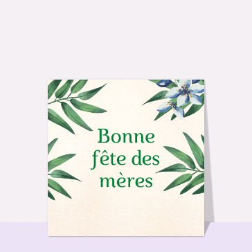 carte fête des mères : Fleurs bleutées pour la fête des mères