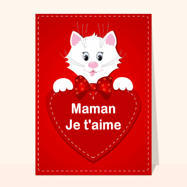 Maman je t'aime avec un petit chat sur un coeur