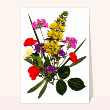 Carte fête des mères avec des fleurs : Bouquet de toutes couleurs