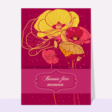 Carte fête des mères avec des fleurs : Des fleurs sur fond rose
