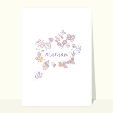 Maman entourée de fleurs