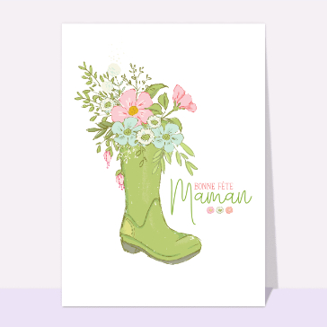 Carte Bonne fête maman douce et fleurie