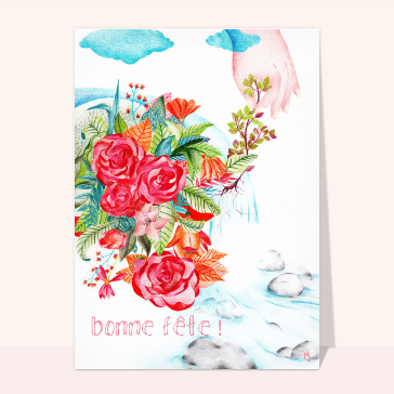 Roses au bord d`un ruisseau pour la fête des mères