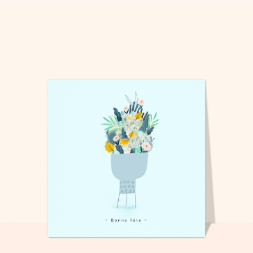 Carte fête des mères avec des fleurs : Bonne fête et gros bouquet