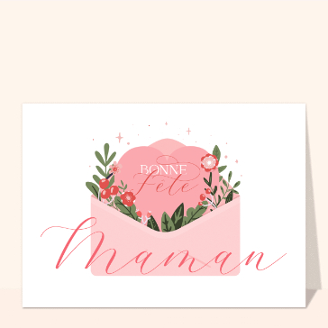 Carte fête des mères avec des fleurs : Enveloppe de fleurs pour maman