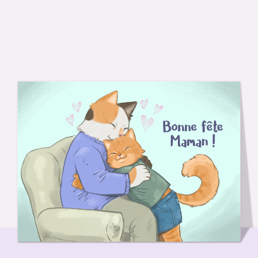 Carte Fête des mères maman chat