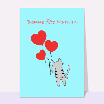 Carte Bonne fête maman petit chat