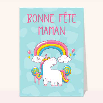 Carte Bonne fête maman petite licorne