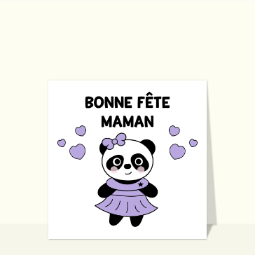 Bonne fête maman panda violet Cartes fête des mères pour enfants