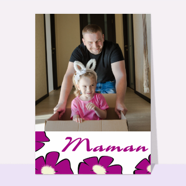 Carte bonne fête maman personnalisée : Fete des meres violettes