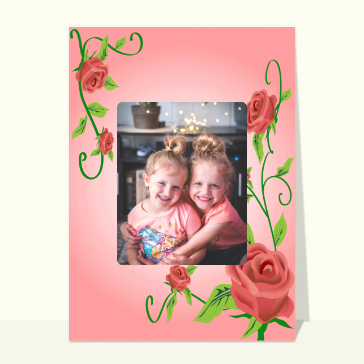 Carte bonne fête maman personnalisée : Des rose qui encadrent la carte