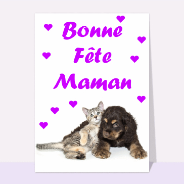 Chien et chat bonne fête maman