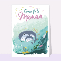 Cartes fête des mères avec des animaux pour votre texte