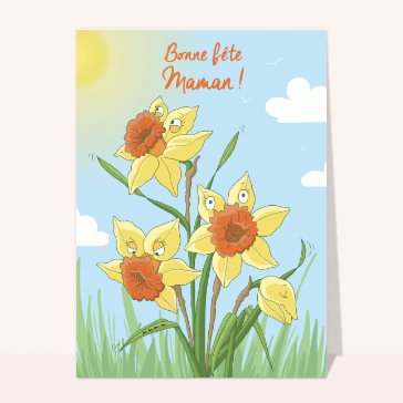 Fête des mères avec des fleurs rigolotes