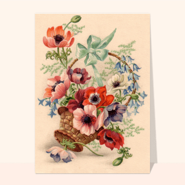 Corbeille de fleurs carte ancienne