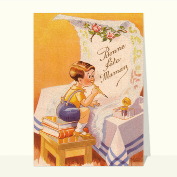 Bonne fête maman avec un petit garçon