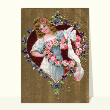 carte ancienne fête des mères : Coeur de fleurs pour la fête des mères