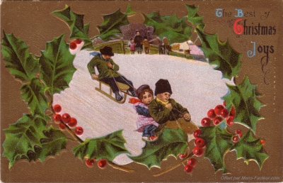 Pour imprimer gratuitement la reproduction d'une carte postale ancienne pour les fêtes de Noël