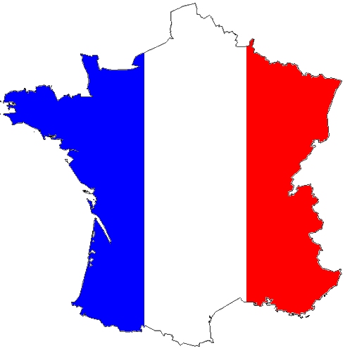 carte postale de France avec la carte de France en tricolor bleu blanc rouge