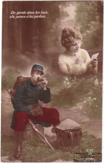 Cartes Postales Anciennes Patriotiques De La Guerre 14 18 Merci Facteur