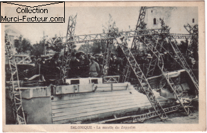 crash du Zeppelin à Salonique vue de la nacelle carte postale ancienne