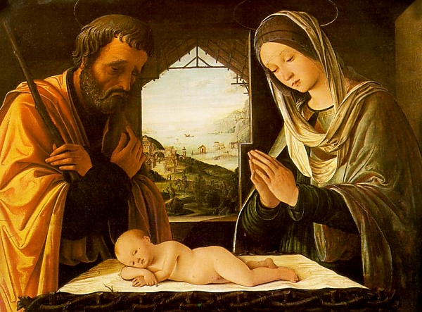 Pour carte de Noel tableau crèche renaissance italienne