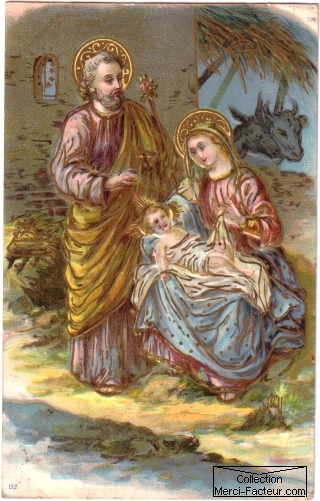 créche de noël carte postale ancienne de Noel avec Nativité