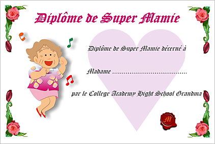 diplome super Mamie pour la fete des grands-meres