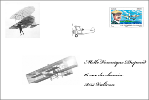 Avion ancien sur une enveloppe pour carte d'anniversaire