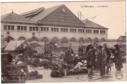 carte postale ancienne du marché de Bourges