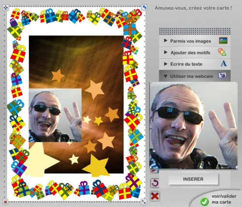 Ajouter une photographie sur la carte de voeux avec un webcam