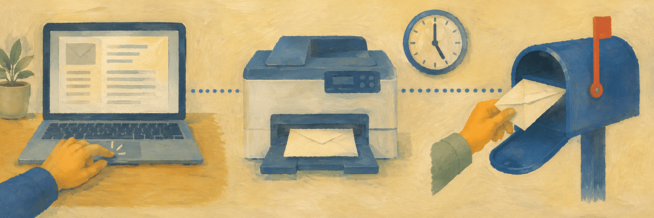 De la validation sur ordinateur à l&rsquo;impression, puis au dépôt de l&rsquo;enveloppe dans la boîte aux lettres