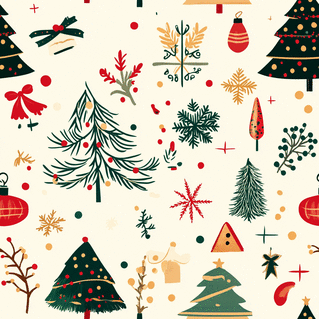 carte Sapin de Noël chic et décorations colorées 