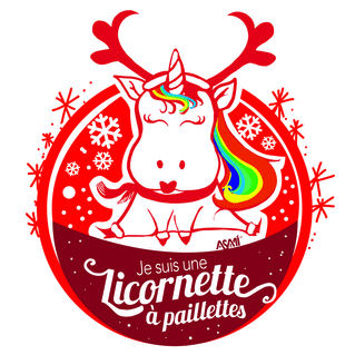 carte Licornette à paillettes pour un Noël joyeux 
