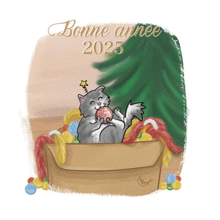 carte Chat mignon pour une nouvelle année 2026  
