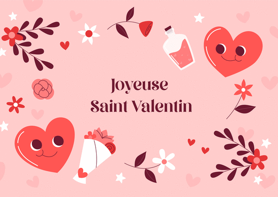 Coeur joyeux pour une Saint Valentin magique Carte avec coeurs
