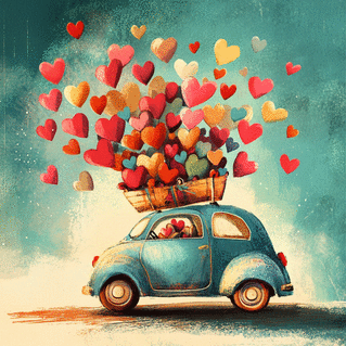 carte Coeur en route pour des rires amoureux 