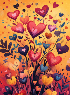 carte C&oelig;urs de nature pour une d&eacute;claration d'amour 