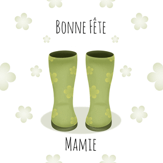 carte Bottes vertes, une fête pour Mamie amusante 