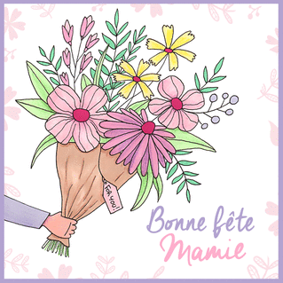carte Bouquet de fleurs tendres pour Mamie chérie 