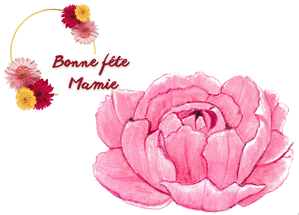 carte Fête florale avec rose pour une mamie chérie 